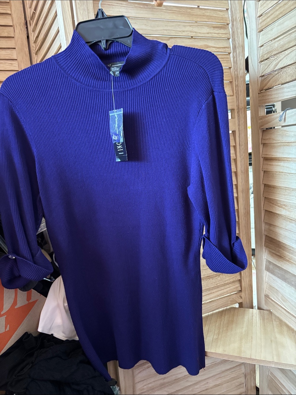 Inc Deep Purple Ribbed Mock Neck Sweater XL NWT